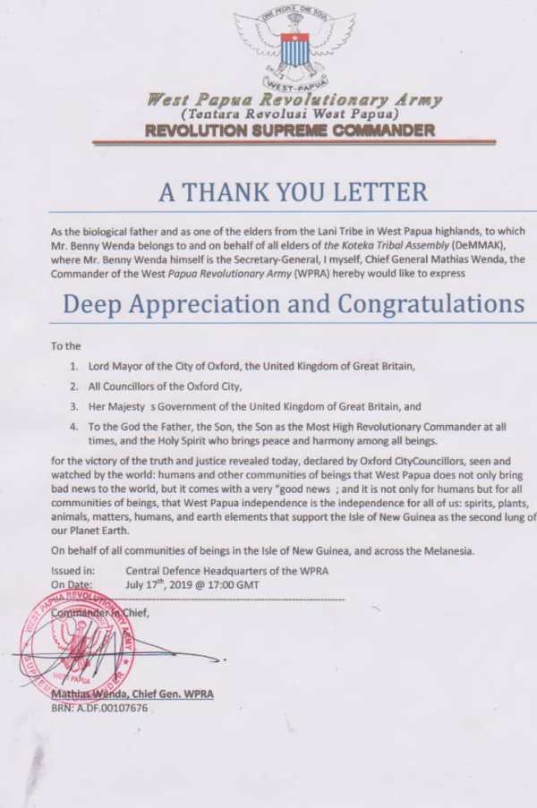 A Thank You Letter from WPRA to Oxford City Councillors