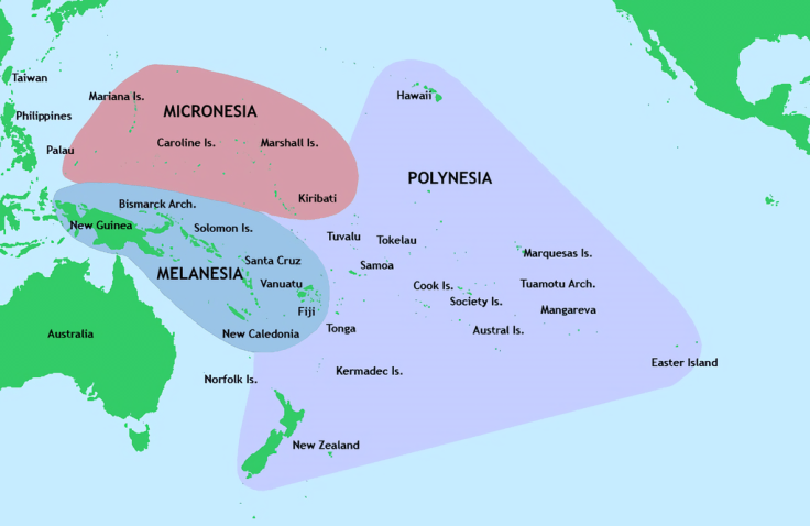 The Map of Melanesia, Micronesia and Polynesia